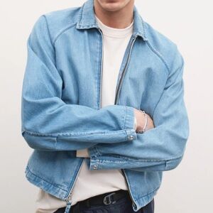 AYR The Club Denim 90's Inspired Collared Bomber Jacket XL